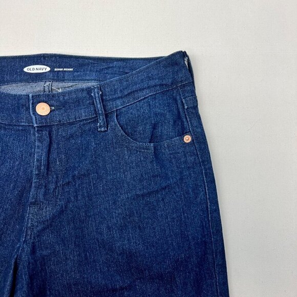 Old Navy Womens Dark Wash Super Skinny Ankle Jeans Mid Rise 6 Stretch - Picture 3 of 9